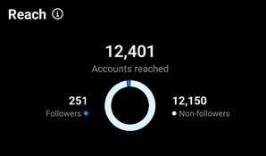 12,401 accounts reached on Instagram with 12,150 of them being non-followers.