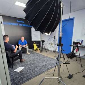 Video production camera setup for corporate shoot in Brisbane